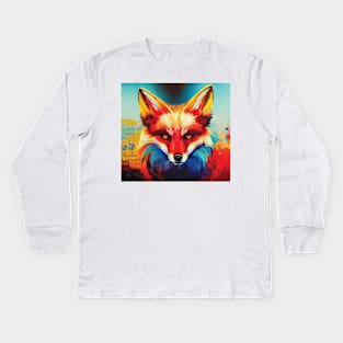 Colourful Fox Art Kids Long Sleeve T-Shirt